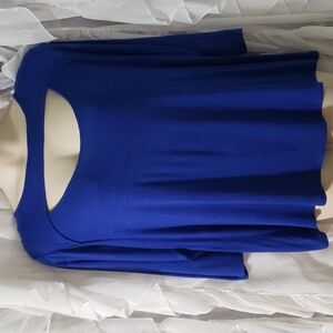 Ella Samani.  Royal Blue, 3/4 Sleeve, CutOut Neckline Blouse. Size 3X.